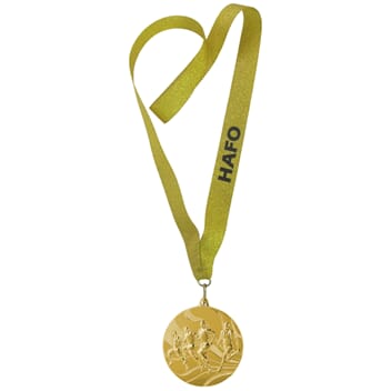 Glomma friidrett medalje med tekst på bånd