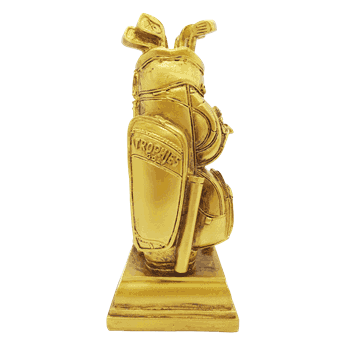 Golfbag i antikk gull 15 cm