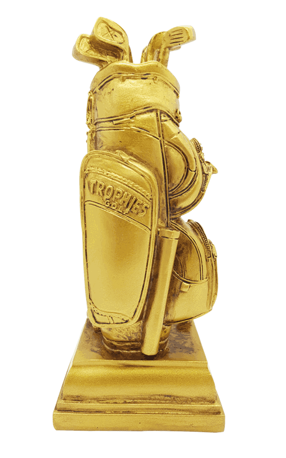 Golfbag i antikk gull 15 cm