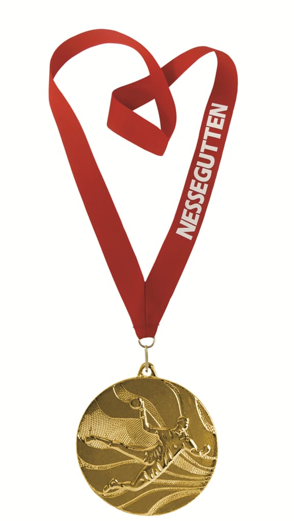 Håndball medalje med tekst på bånd