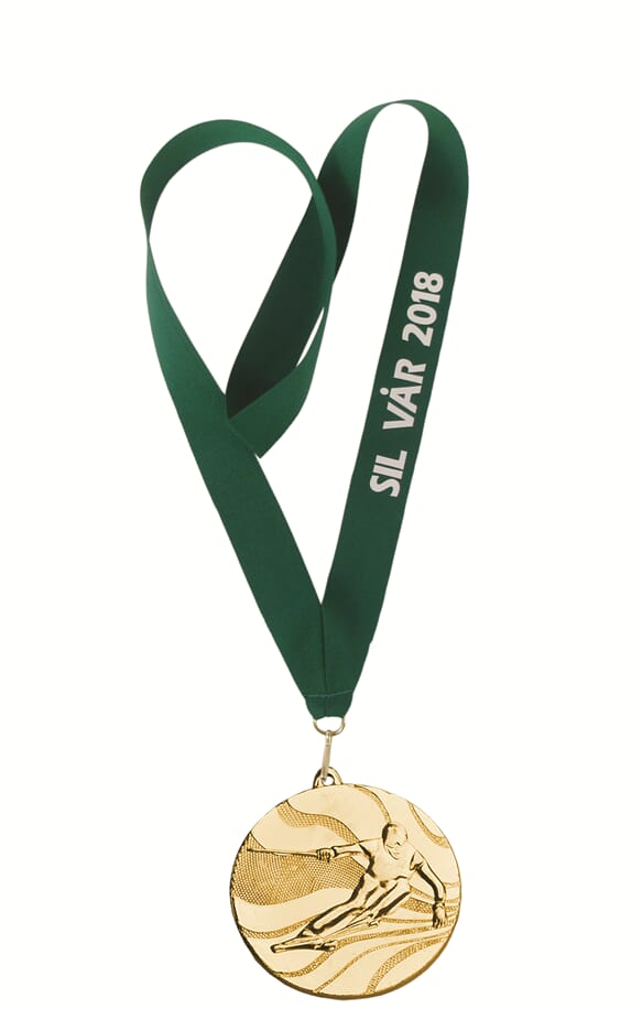Alpint glomma medalje med tekst på bånd