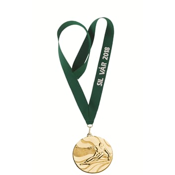 Alpint glomma medalje med tekst på bånd