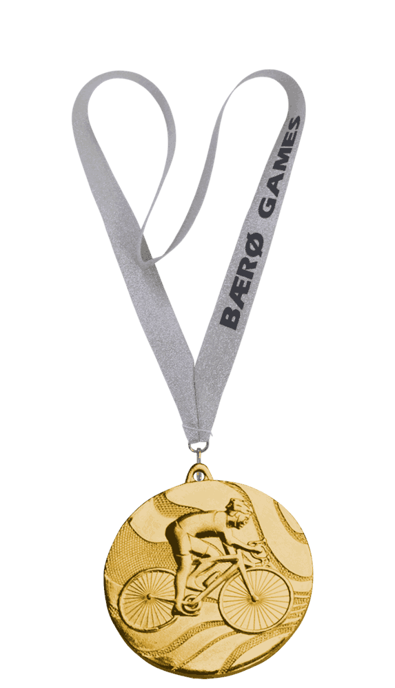 Sykkel glomma medalje med tekst på bånd
