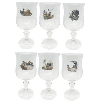 Rødvinsglass 18 cl. med norske dyr 6 pk.